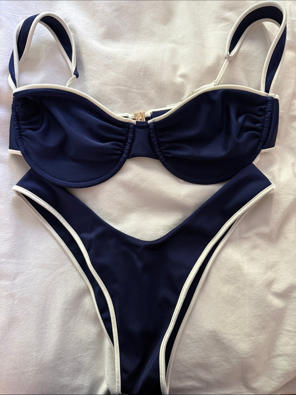 Navy and White Contrast Underwire Bikini Set
